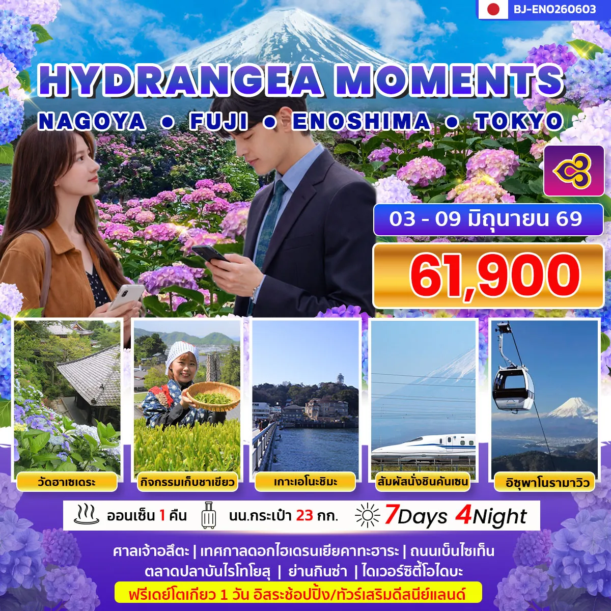 ทัวร์ญี่ปุ่น HYDRANGEA MOMENTS NAGOYA FUJI ENOSHIMA TOKYO 7วัน 4คืน (TG)